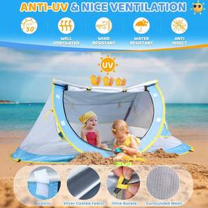 Prix de gros, protection UV UPF 50+, abri solaire portable, tente de plage pour bébé avec sac de transport - Product Image 2