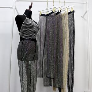 Pantalones transparentes de verano para fiesta, Vaqueros brillantes de rejilla de cristal - Product Image 1