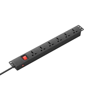 UNIT Distribusi Daya (PDU)1U 19 "Soket PDU Tipe Universal 6 Arah dengan Sakelar On-Off