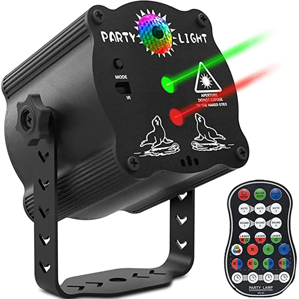 USB 전원 펍 KTV 바 DJ 디스코 사운드 활성화 RGB 플래시 Led 스트로브 프로젝터 레이저 무대 파티 조명 원격 제어