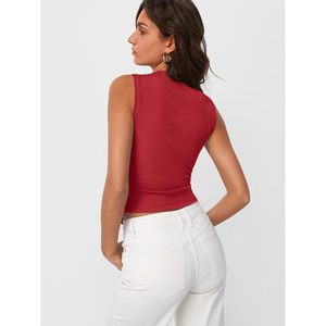 Débardeur court côtelé boutonné sans manches pour femme, gilet tricoté court, idéal pour l'été et les vacances à la plage - Product Image 4