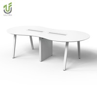 IULTRA Grande table de conférence moderne en forme de bateau en MDF Table de réunion contemporaine pour la salle de conférence de l'école et du bureau
