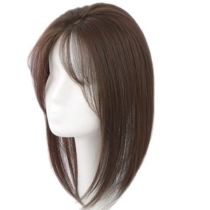 Peluca de Cabello Natural Completo para Mujer, con Flequillo Voluminoso Sin Costuras, para Cabello Gris, Cubre la Frente, Adaptable a Cualquier Forma de Rostro, Mezcla de Seda Semipermanente - Product Image 5