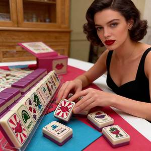 Juego de Fichas de Mahjong de Acrílico/Melamina de Doble Capa, Color Rojo Púrpura de Lujo, Plegable, Duradero, Ecológico, Regalo para Fiestas y Entretenimiento - Product Image 6