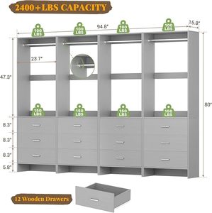 Nouveau design de garde-robe <span class=keywords><strong>en</strong></span> <span class=keywords><strong>bois</strong></span> moderne dressing cintre Portable garde-robe système de support de placard ouvert - Product Image 6