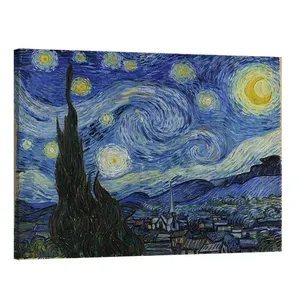 Van gogh yağlıboya yıldızlı gece ünlü resim üreme