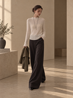 Pull en laine mélangée anti-rides pour femme, style coréen, col rond, manches longues, couleur unie, automne