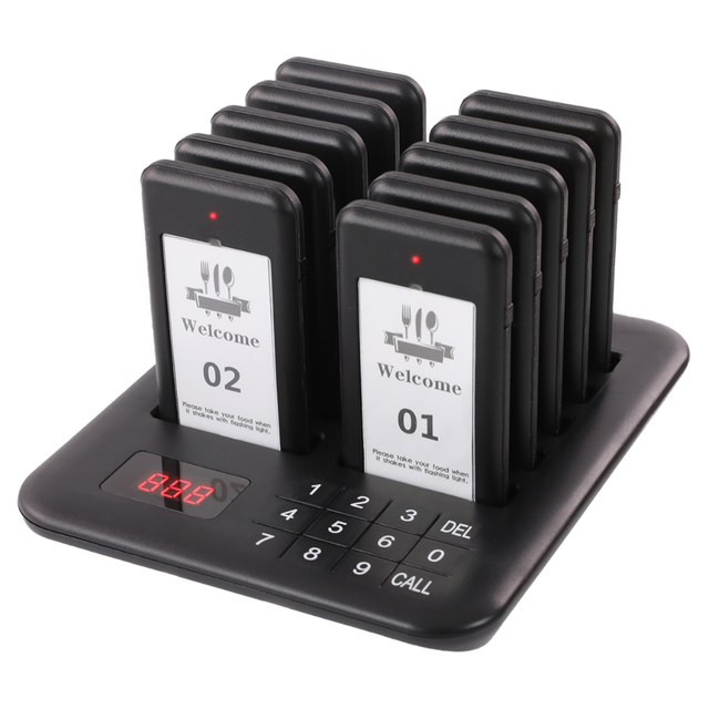 Wireless Restaurant Guest Table Call Button Paging Waiter Pager Receiver Pager Beeper Service Calling System With Screen Cafe