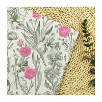 Tissu Popeline 100% Coton Peigné Biologique à Motifs Floraux Tissés, Design Populaire, pour Chemises et Robes