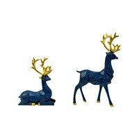 Weihnachtliche Kreative Paar-Hirsch-Statue aus Kunstharz im Europäischen Stil für Wohnzimmer TV-Schrank Heimdekoration Einweihungsgeschenke