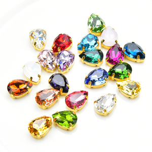 Strass a goccia in cristallo K9 di alta qualità 10*14mm con opale super brillante e base dorata, da cucire con artigli, per abbigliamento e accessori fai da te - Product Image 4