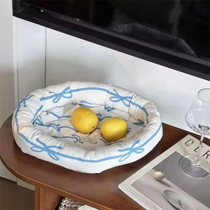 Panier de rangement moelleux et doux pour bijoux et clés, avec motif nœud et logo personnalisé, organisateur de bureau pour la décoration intérieure - Product Image 2