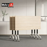 Table de conférence pliable minimaliste, table de formation mobile à plateau rabattable, roues verrouillables, bureau/salle de réunion, 120x40cm/47x16in
