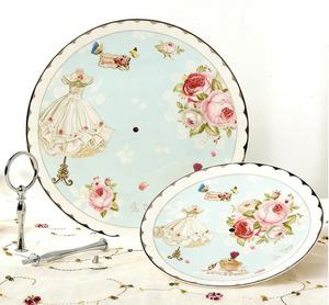 2 Katlı Vintage Çiçek Desenli Porselen Kek Standı, Altın Kaplama Doğum Günü Partisi veya Düğün İçin Pasta Sergi Standı - Product Image 3