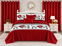 Ensemble de literie 8 pièces pour chambre à coucher, taille Queen et King, imprimé floral et géométrique, avec rideaux – Fournisseur d'usine
