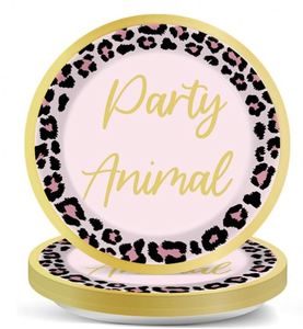 Assiettes en papier imprimées guépard OEM/ODM 7 pouces style moderne, vente directe usine pour fêtes d'anniversaire sur le thème des animaux de la savane, produit phare - Product Image 5