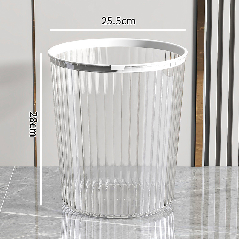 Large transparent white trash can 726