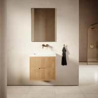 Meuble de salle de bain avec vasque en céramique au design moderne, doté de deux tiroirs, pour salles de bain principales
