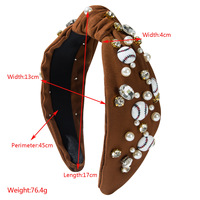 Diadema Deportiva con Perlas y Diamantes de Imitación para el Día del Partido de Béisbol, Banda para el Cabello de Tela con Nudo, Accesorios de Lujo para el Cabello con Cristales para Mujer