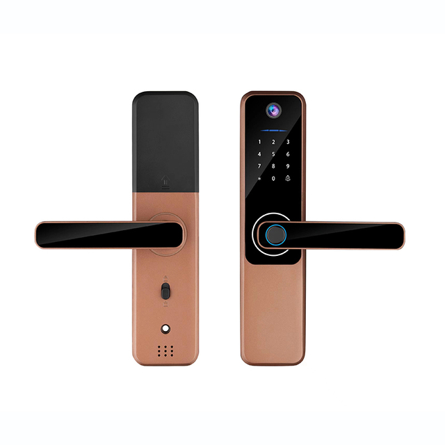 Waterproof Smart Fingerprint Camera Lock with Aluminum Alloy WiFi Tuya App 8 Languages Cloud for Steel Door