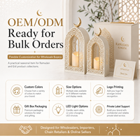 Ensemble de lanternes de Ramadan en gros, blanc et or, en métal, porte-bougie islamique pour la décoration de la maison et des hôtels, OEM