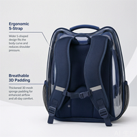 Sac à dos de transport pour animaux de compagnie, portable et pliable, avec design oreilles de chat de dessin animé, fenêtre bulle transparente en forme de capsule spatiale, respirant, pour la randonnée en extérieur
