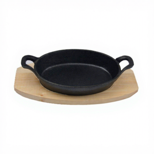 Fabricant Vente en gros Mini base ovale en bois Assiette grésillante Plat à gratin en fonte - Product Image 1