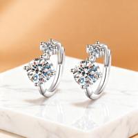 S925 gümüş küpe rodyum kaplama mizaç basit küpe DEF yuvarlak kesim moissanit küpe kadın 0.6ct