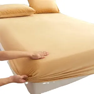 Super Soft Velvet Flannel <strong>Fitted</strong> <strong>Sheet</strong> <strong>King</strong> <strong>Size</strong> Thickened <strong>Fleece</strong> Plush Bed <strong>Sheet</strong> Mattress Protector Cover - Product Image 1