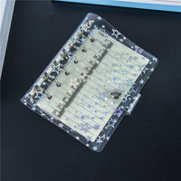 Couverture de classeur A5 A6 A7 avec anneaux argentés de 20 mm de diamètre, coque de carnet mignonne à motif étoile laser, couverture de planificateur en PVC pour notes et papier de recharge