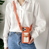 Étui de téléphone bandoulière en cuir PU de luxe avec fente pour cartes pour iPhone 16 17 Pro Max, housse portefeuille tendance avec cordon et protection de l'appareil photo