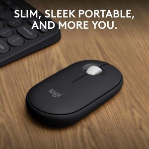 Ratón Óptico Inalámbrico Pebble Mouse M350s Slim para Mano Derecha, Portátil, Ligero, con Clics Silenciosos, Negro, 3 Botones - Product Image 2