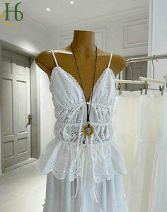 Conjunto de Dos Piezas: Camisola Blanca de Algodón Sólido y Falda Larga, Manga Larga, Sin Cuello, Transpirable, Corte Regular, Cómodo - Product Image 6