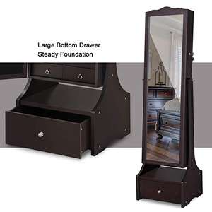 トレイと大きな引き出しベースを備えた全長LEDライトストリップジュエリーキャビネット戸棚ミラージュエリーオーガナイザー - Product Image 2