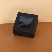 Boîte cadeau carrée avec couvercle fenêtré transparent, présentoir pour bonbons et pâtisseries, boîte pliable en papier kraft découpée