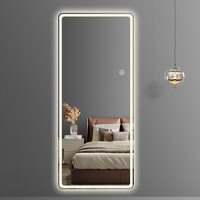 Miroir de salon moderne personnalisé en usine, sans cadre, décoratif mural, miroir de barbier à LED, éclairage par induction, miroir de corps entier à LED