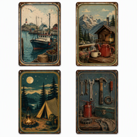 Vente en gros transfrontalière de panneaux en étain vintage de style américain, décoration murale pour bars et cafés sur le thème des motos, impression artistique sur étain de style européen et américain