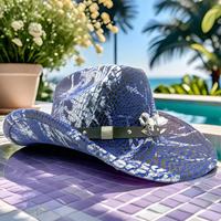 Chapeaux de cowboy bleus personnalisés en gros avec tête de taureau, style gothique, pour festivals et fêtes, pour adultes