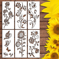 Pochoir réutilisable en PET pour superposition de motifs floraux, modèle de fleurs sauvages pour peinture, décoration murale DIY, meubles en bois et artisanat