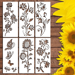 Plantilla Reutilizable de Flores de PET para Pintar, Plantilla de Plantas Silvestres para Arte Mural DIY, Decoración de Muebles de Madera y Manualidades - Product Image 6