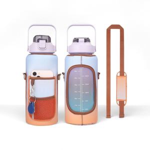 Bouteille d'eau isotherme de 2 L (64 oz) avec housse de rangement, sangle de transport et support pour téléphone portable – Produit très demandé – Demi-gallon - Product Image 3