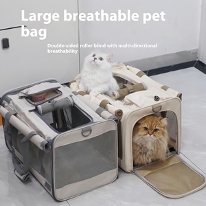 Fashionable Portable <strong>Large</strong>-Capacity Oxford <strong>Pet</strong> Backpack Solid Pattern Breathable <strong>Dog</strong> Cat <strong>Cage</strong> with Zipper Closure for Outings - Product Image 1