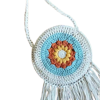 Mini sac fourre-tout à franges florales, crocheté à la main, en coton biologique, sac d'été fait main à bas prix, vente en gros