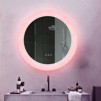 Miroir de salle de bain mural en aluminium LED de 32 pouces, design moderne et simple, personnalisé en usine, anti-buée, éclairage intérieur et extérieur
