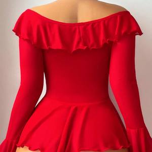 Vestido de Gasa de Poliéster Transparente con Volantes, Estilo Europeo Americano, Sexy, con Hombros Descubiertos, Ropa Interior - Product Image 3