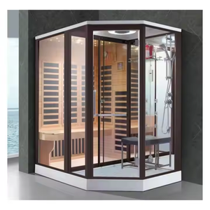 Red Cedar Wet Dry Indoor Douche Sauna Kabin Pancuran Mewah Besar dengan Ruang Sauna Uap 6 Orang - Product Image 1