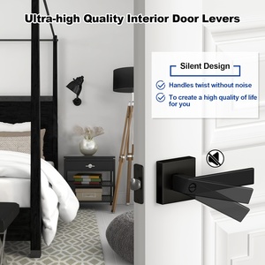 Poignées de porte robustes noires mates de conception française, ambidextres, pour intérieur (chambres, villas, hôtels) et extérieur - Product Image 2