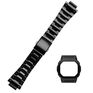 Metal de titanio de lujo con funda de correa para Casio DW5600 banda caja de acero inoxidable con correas <span class=keywords><strong>DW</strong></span> <span class=keywords><strong>5600</strong></span> cubierta de parachoques - Product Image 2