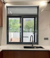 Ventana Corredera de Aluminio y Vidrio Residencial Impermeable, Vidrio Templado Doble, Sistema de Ventanas Correderas de Aluminio con Rotura de Puente Térmico