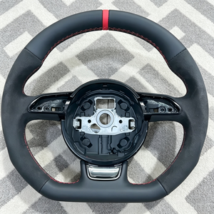 Volant sport en cuir pour <span class=keywords><strong>Audi</strong></span> A7 A3 A4 A5 A6 A8 C6 C7 C8 S3 S4 S5 S6 B8.5 B8 TTRS TTS TT RS3 RS4 RS5 RS6 RS7 Q3 <span class=keywords><strong>Q5</strong></span> Q7 - Product Image 1